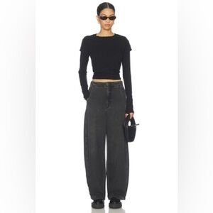 Nwt Pistola Charcoal black Lottie high‎ rise relaxed bowed leg Jeans